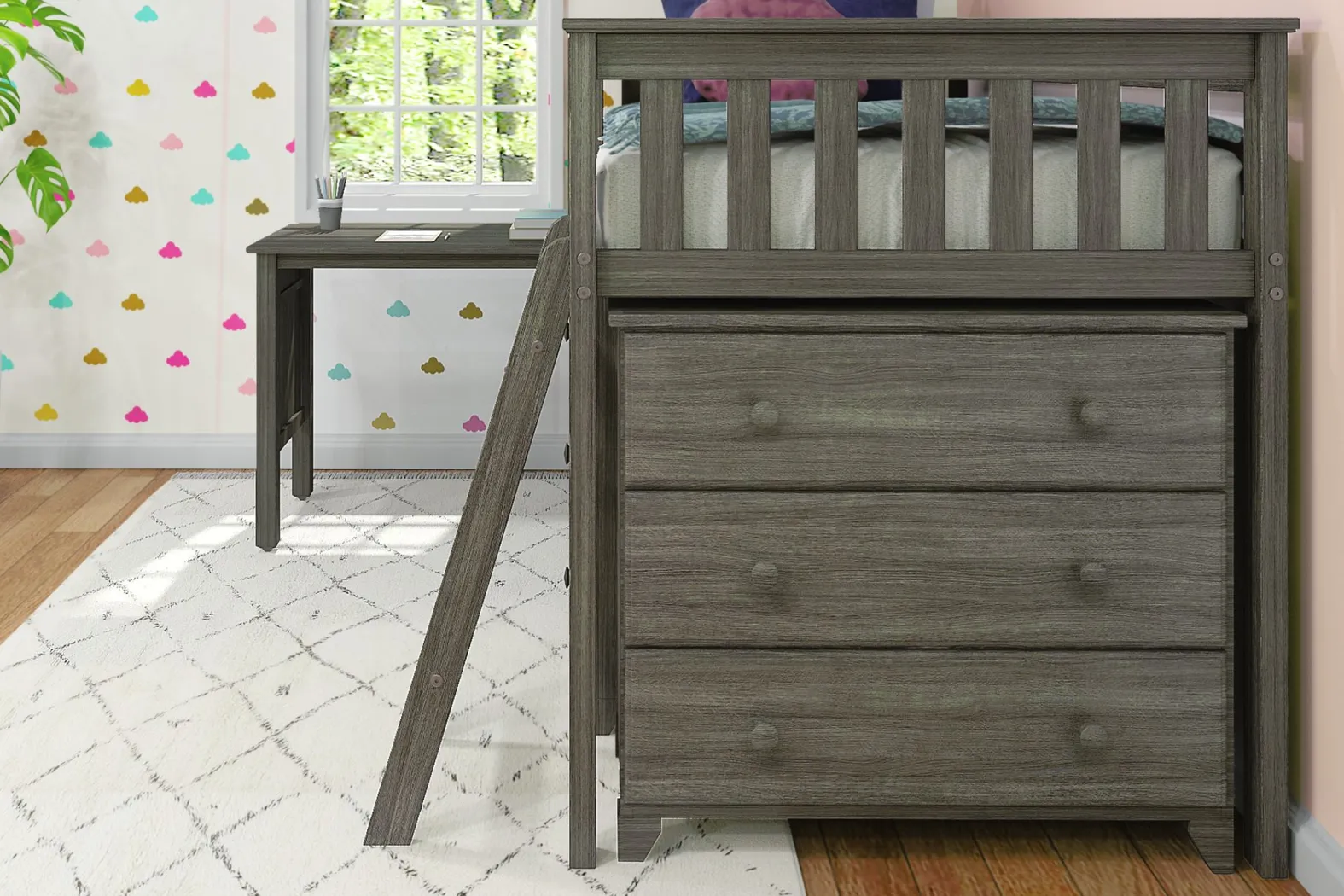 Kids Irenka I Brown Twin Loft Bed with Pull-Out Desk & Dresser - Thumbnail - Image 5