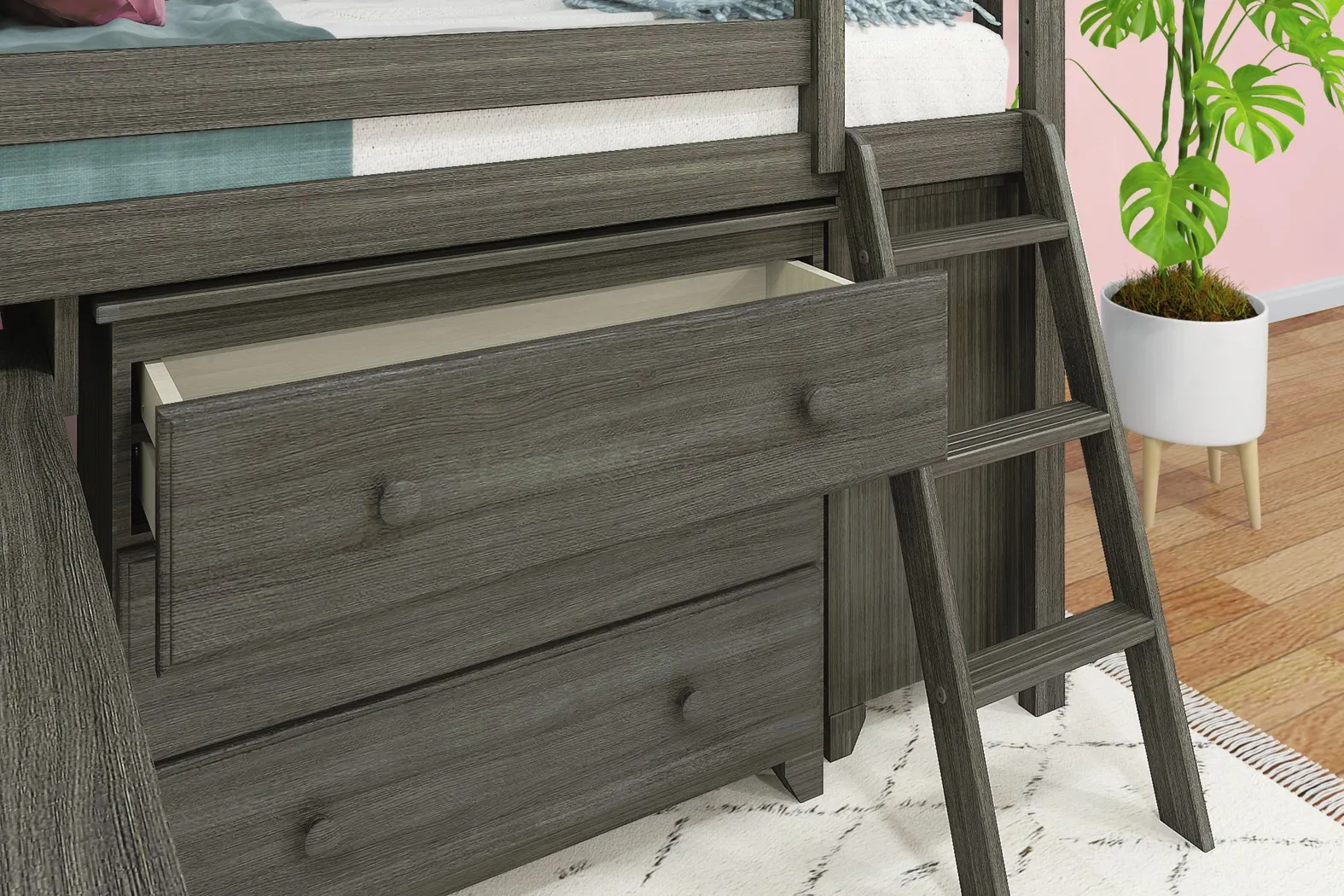 Kids Irenka I Brown Twin Loft Bed with Pull-Out Desk & Dresser - Thumbnail - Image 6