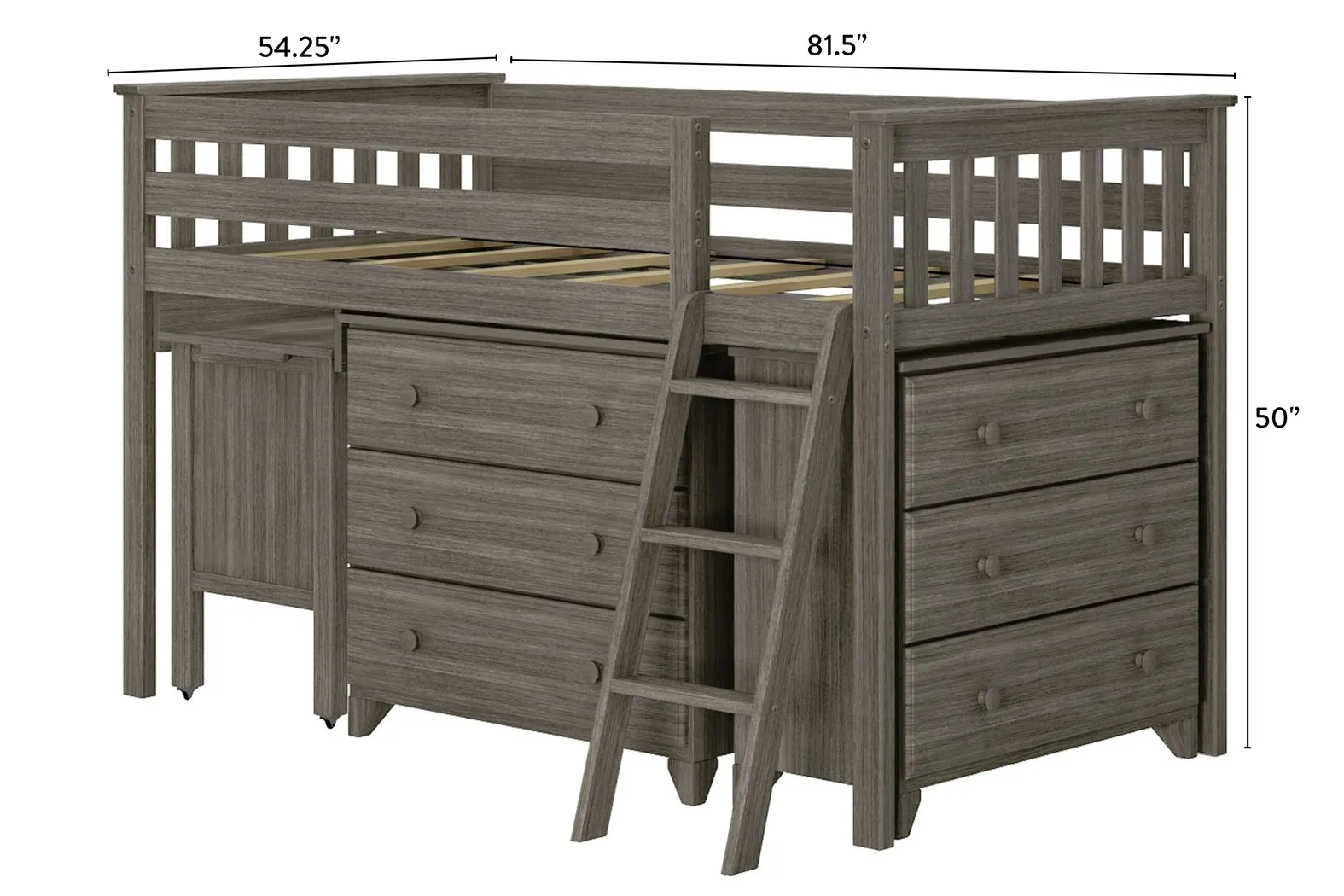 Kids Irenka I Brown Twin Loft Bed with Pull-Out Desk & Dresser - Thumbnail - Image 8