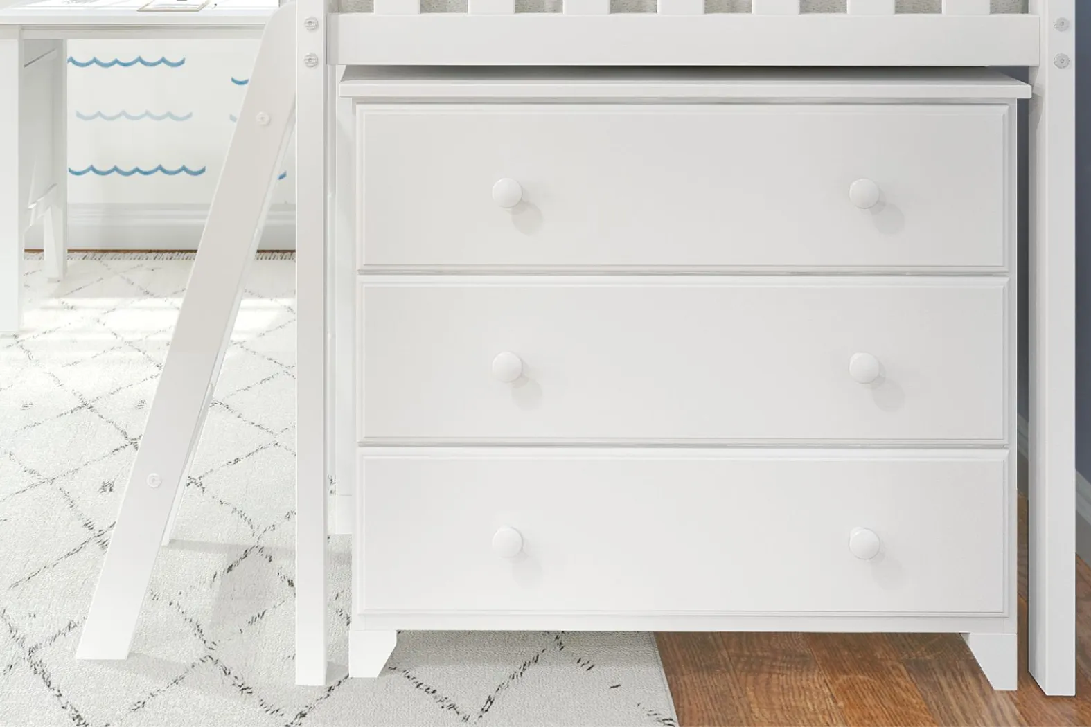 Kids Irenka I White Twin Loft Bed with Pull-Out Desk & Dresser - Thumbnail - Image 6