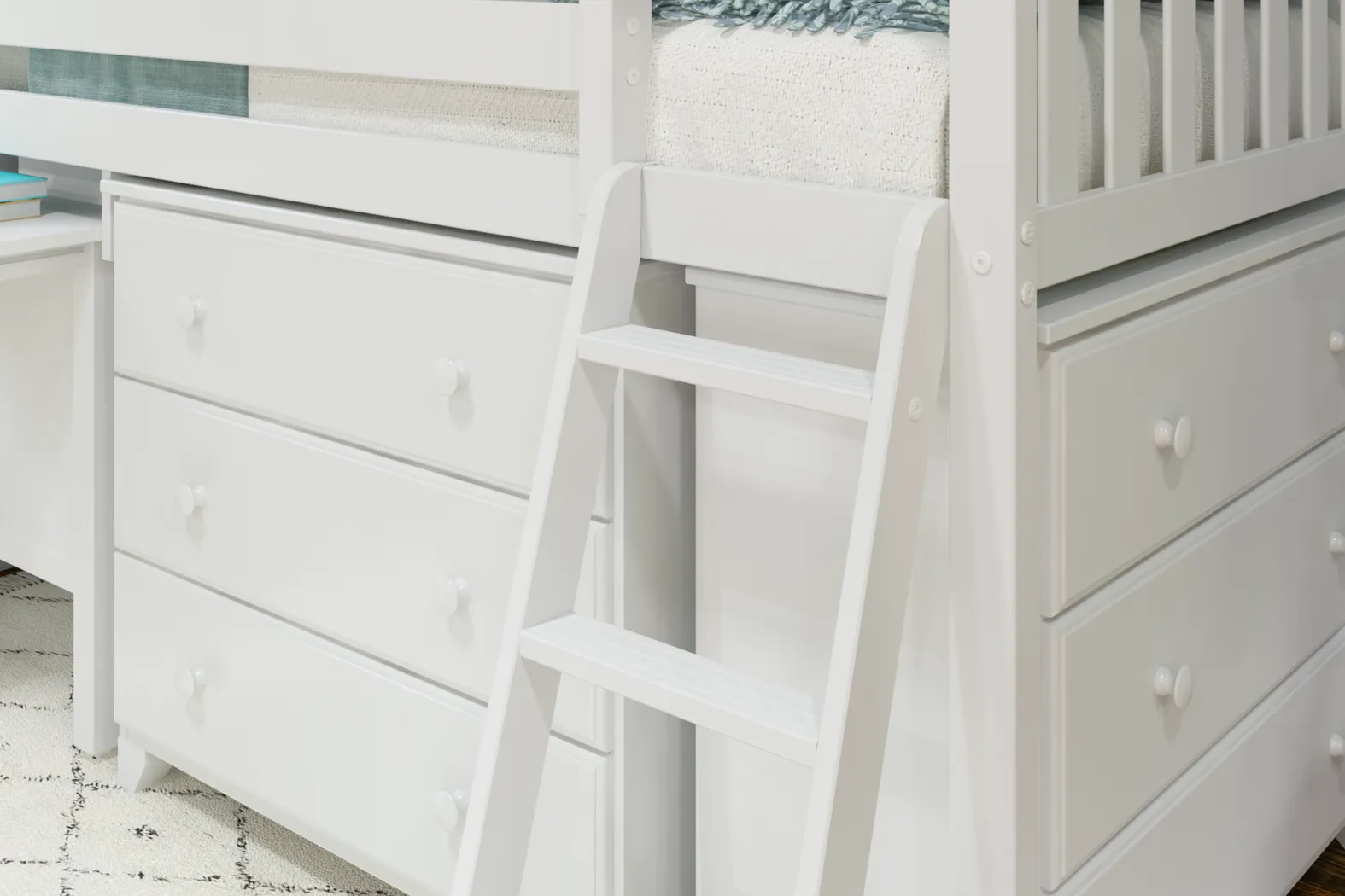 Kids Irenka I White Twin Loft Bed with Pull-Out Desk & Dresser - Thumbnail - Image 7