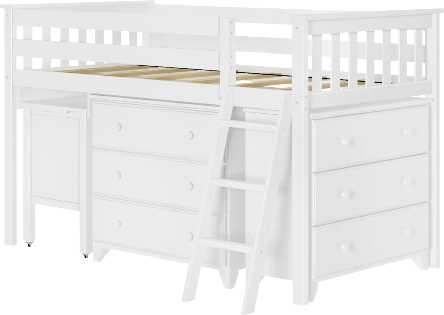 Kids Irenka I White Twin Loft Bed with Pull-Out Desk & Dresser - Thumbnail - Image 1