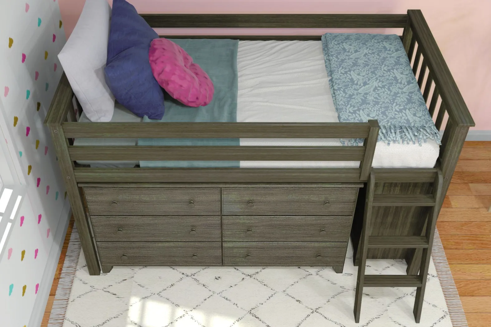 Kids Irenka II Brown Twin Loft Bed with Dresser - Thumbnail - Image 4