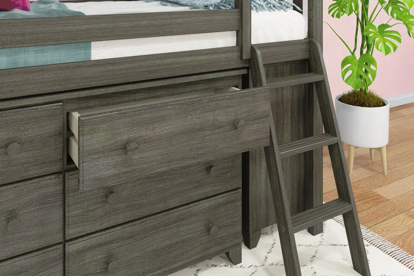 Kids Irenka II Brown Twin Loft Bed with Dresser - Thumbnail - Image 6