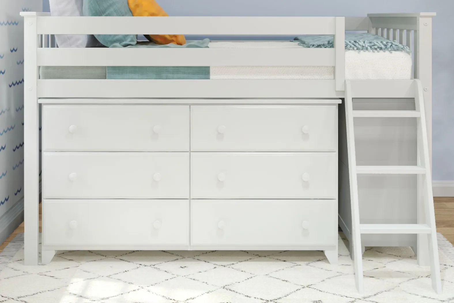 Kids Irenka II White Twin Loft Bed with Dresser - Thumbnail - Image 3