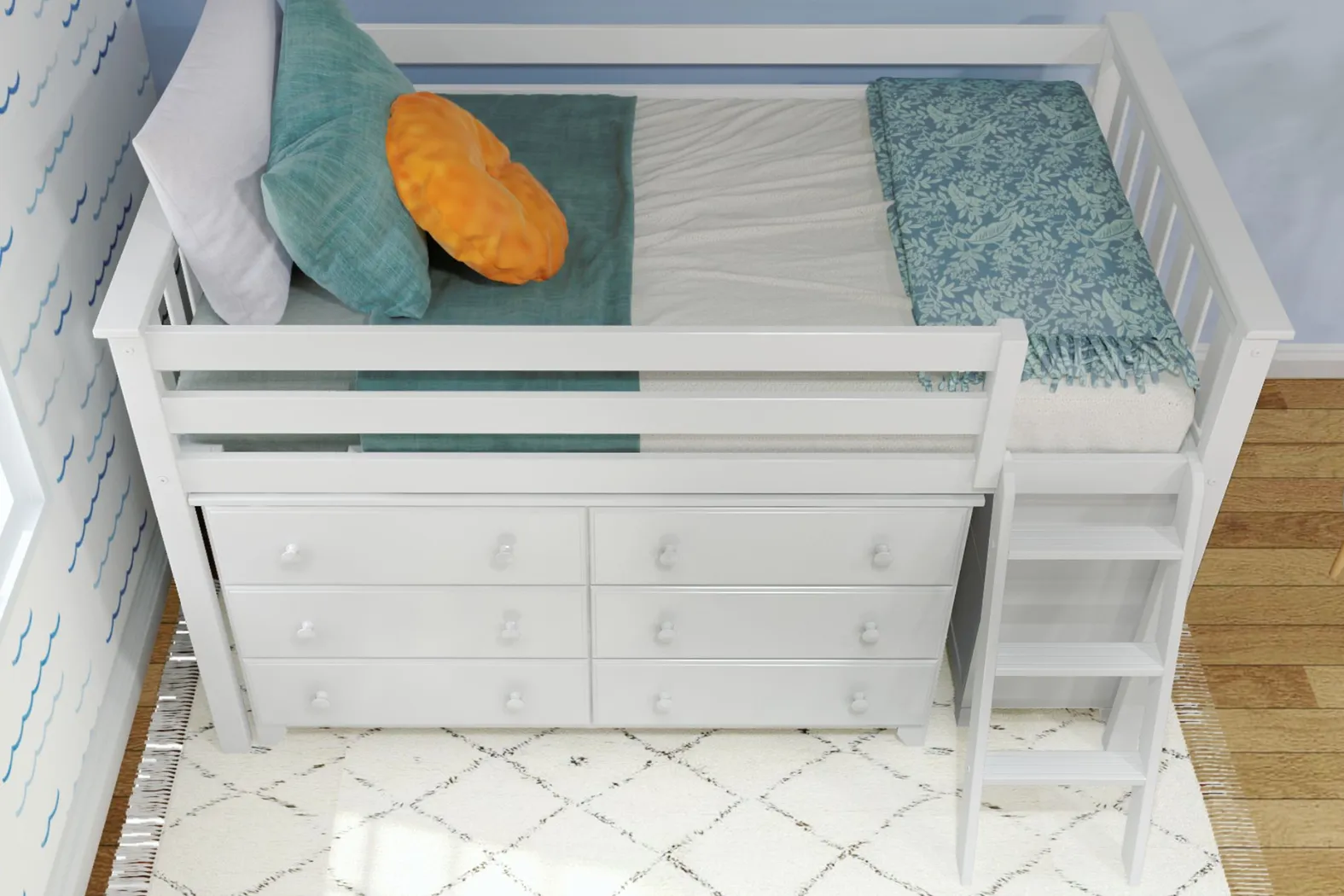 Kids Irenka II White Twin Loft Bed with Dresser - Thumbnail - Image 4