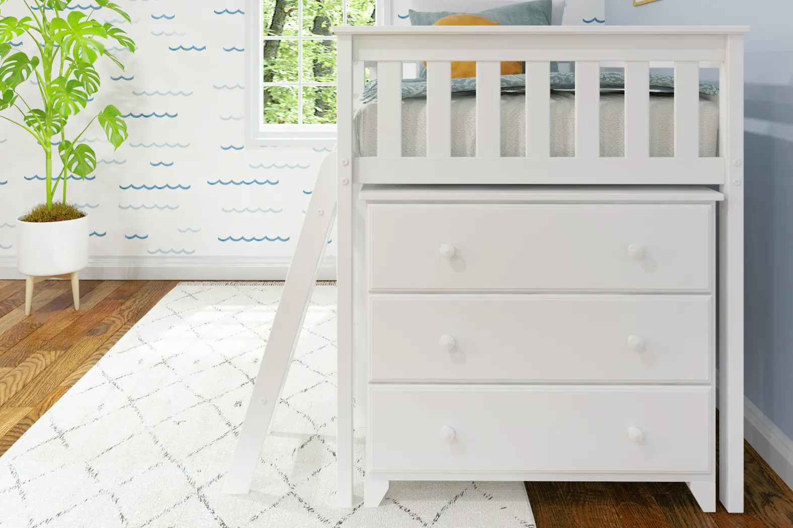 Kids Irenka II White Twin Loft Bed with Dresser - Thumbnail - Image 5