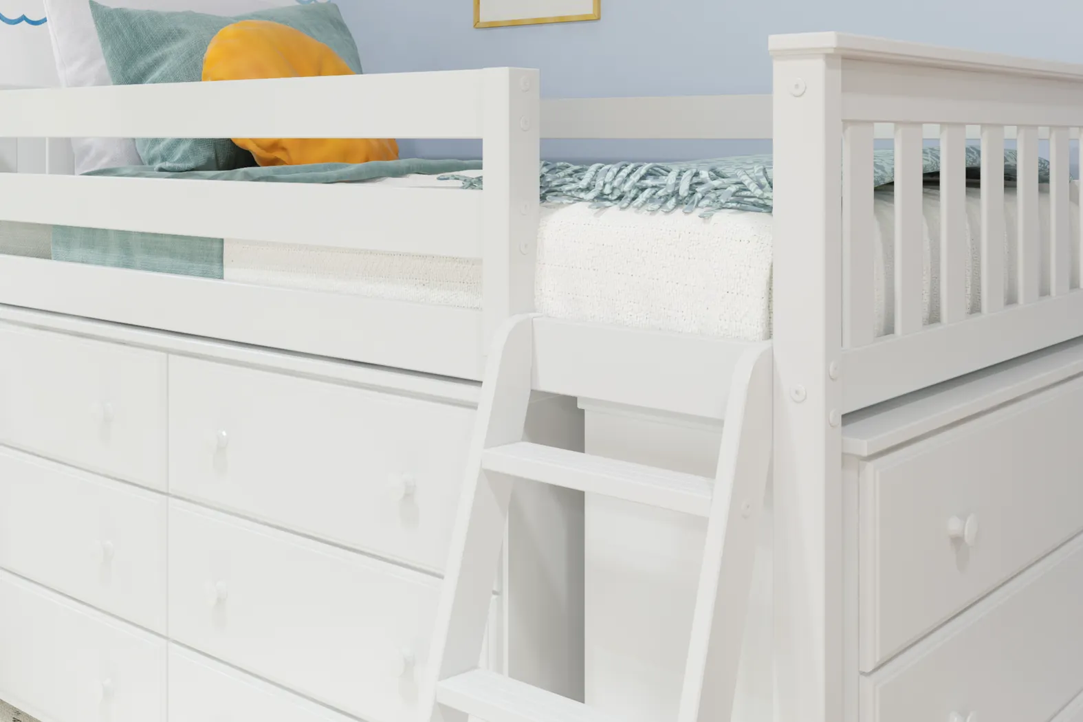 Kids Irenka II White Twin Loft Bed with Dresser - Thumbnail - Image 6