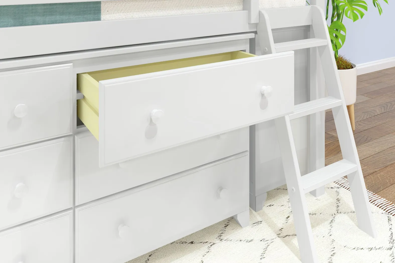 Kids Irenka II White Twin Loft Bed with Dresser - Thumbnail - Image 7