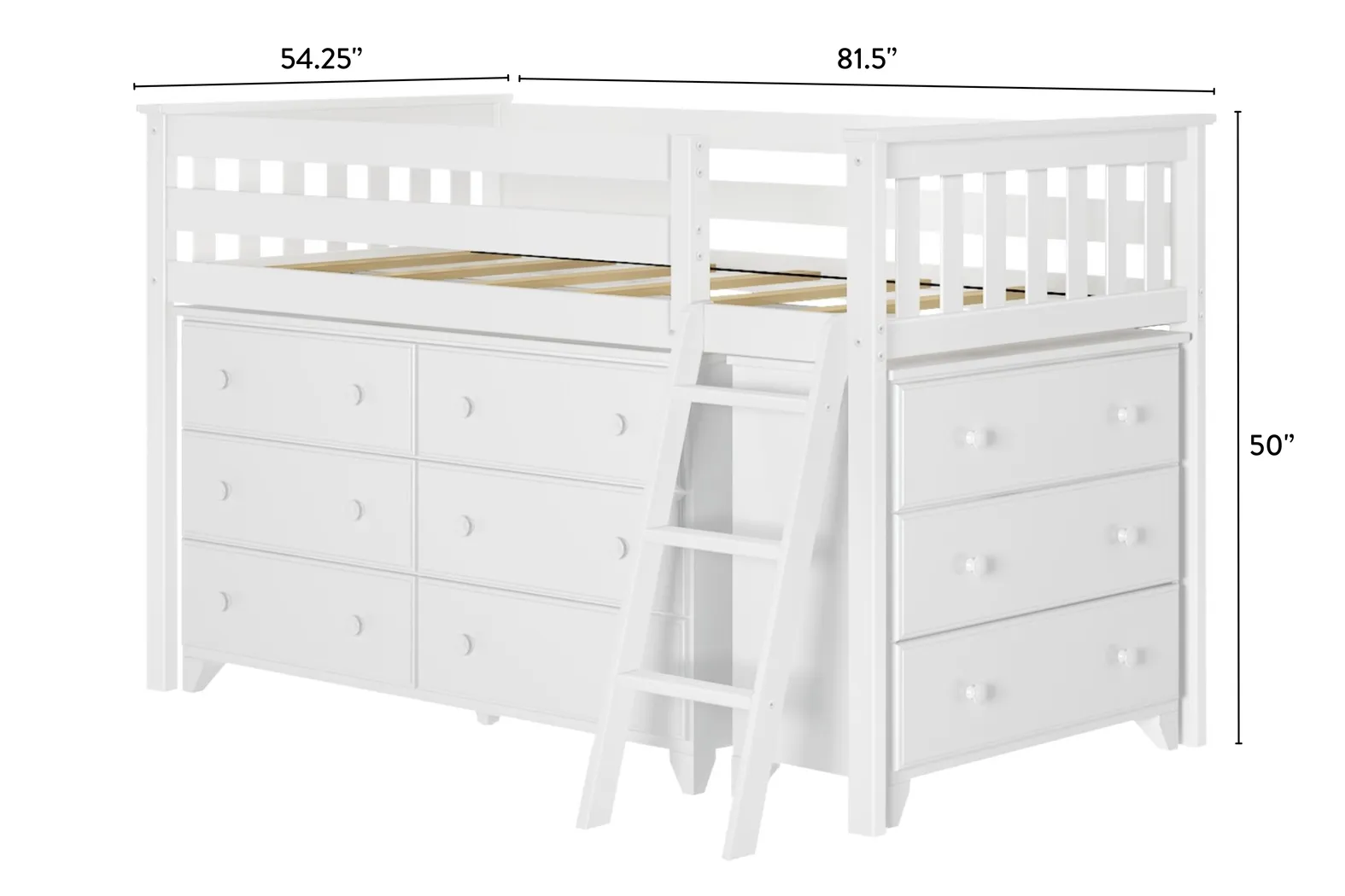 Kids Irenka II White Twin Loft Bed with Dresser - Thumbnail - Image 8