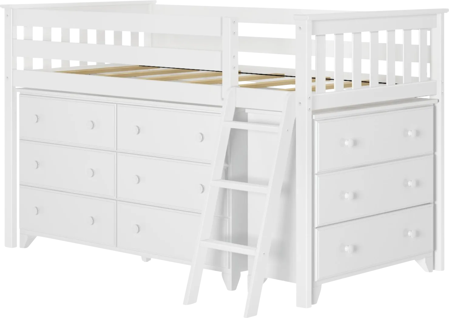 Kids Irenka II White Twin Loft Bed with Dresser - Thumbnail - Image 1