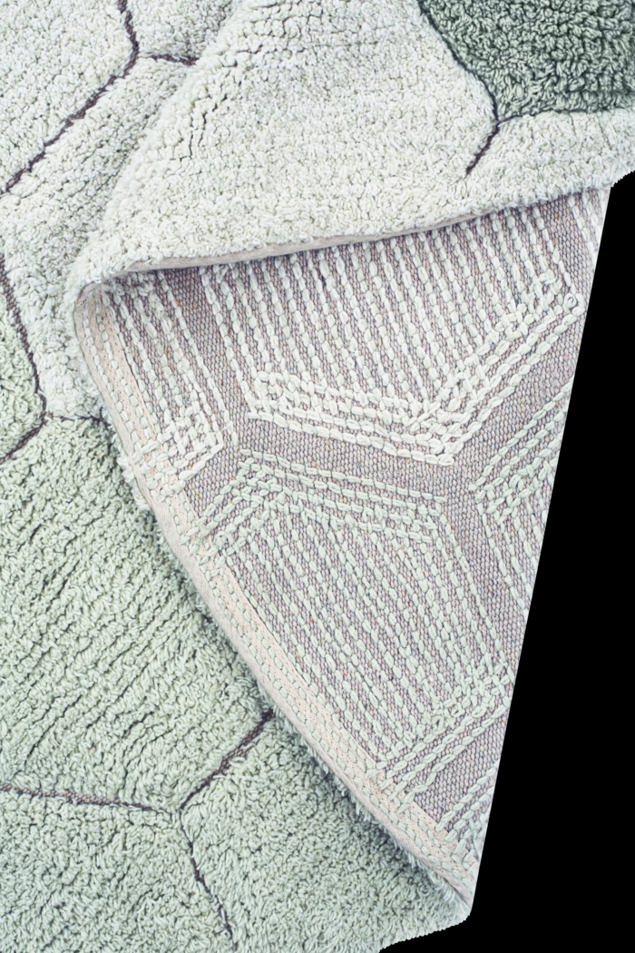 Kids Ivory 4'7 Honeycomb Machine Washable Round Rug - Thumbnail - Image 5