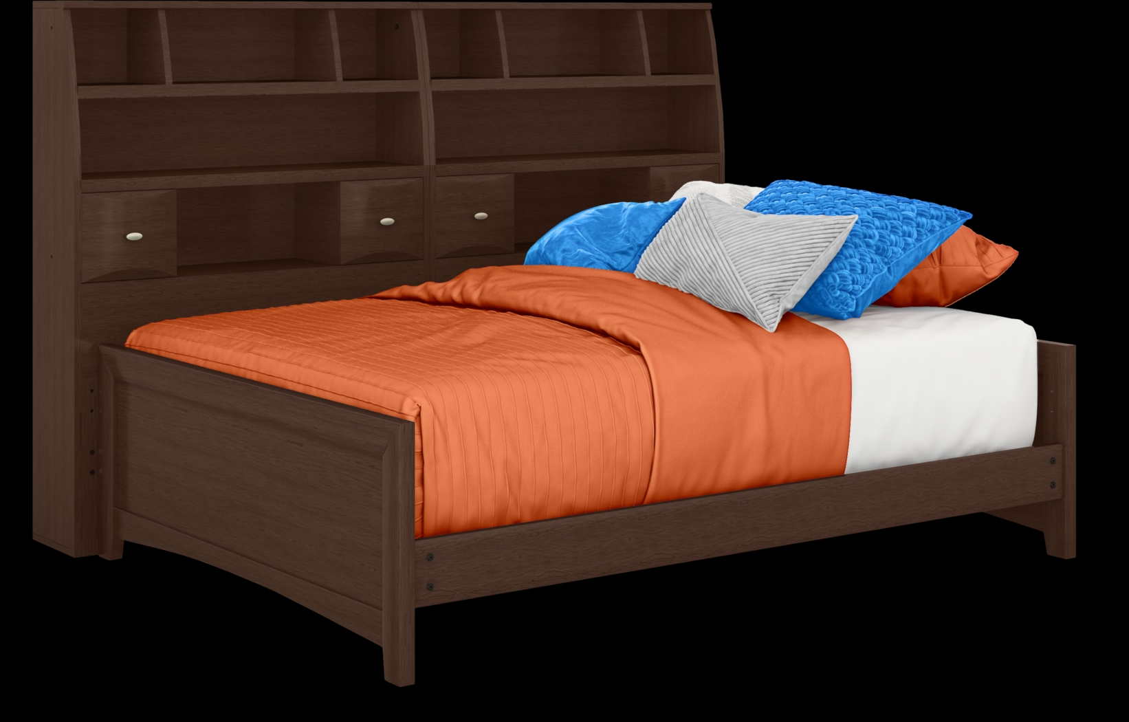 Kids Ivy League 2.0 Walnut 5 Pc Full Bookcase Wall Bed - Thumbnail - Image 2