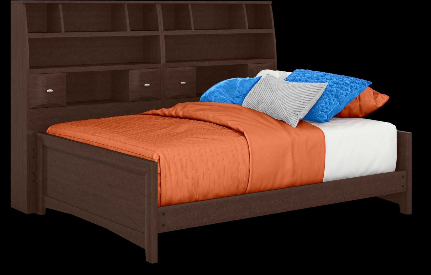 Kids Ivy League 2.0 Walnut 5 Pc Full Bookcase Wall Bed - Thumbnail - Image 1