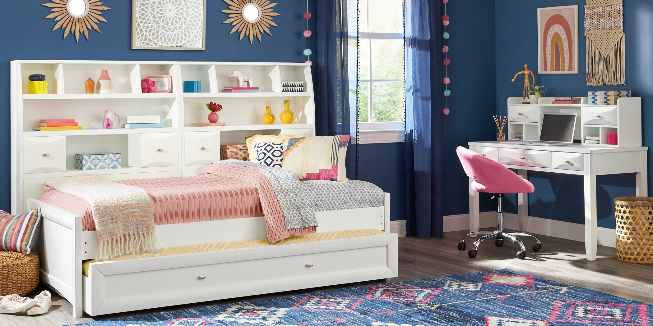 Kids Ivy League 2.0 White 5 Pc Full Bookcase Wall Bed - Thumbnail - Image 2