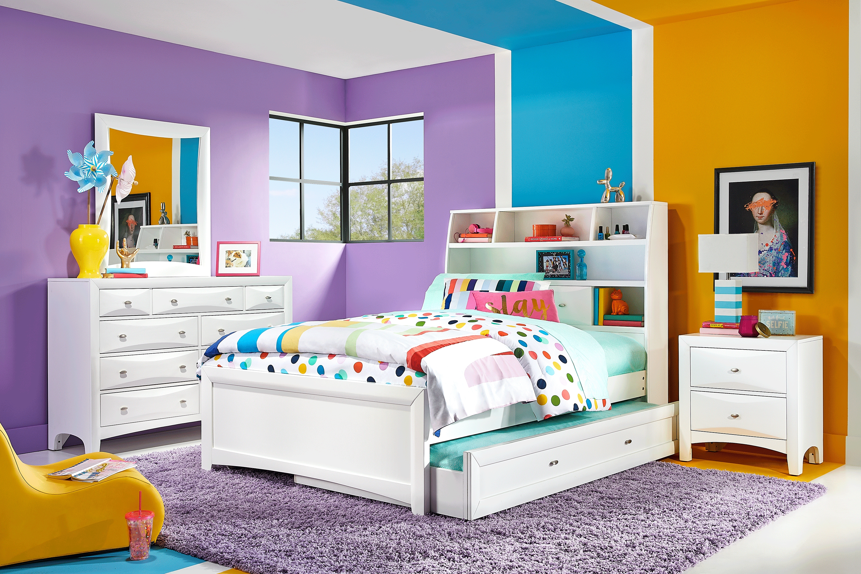 Kids Ivy League 2.0 White 5 Pc Twin Bookcase Bedroom - Thumbnail - Image 1