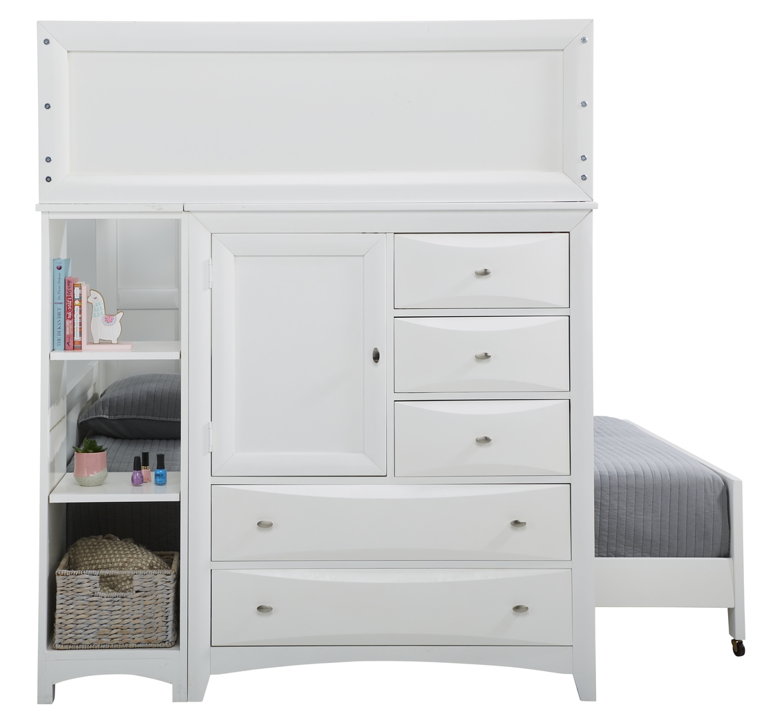 Ivy League 2.0 White Full/Full Loft with Chest and Bookcase - Thumbnail - Image 2