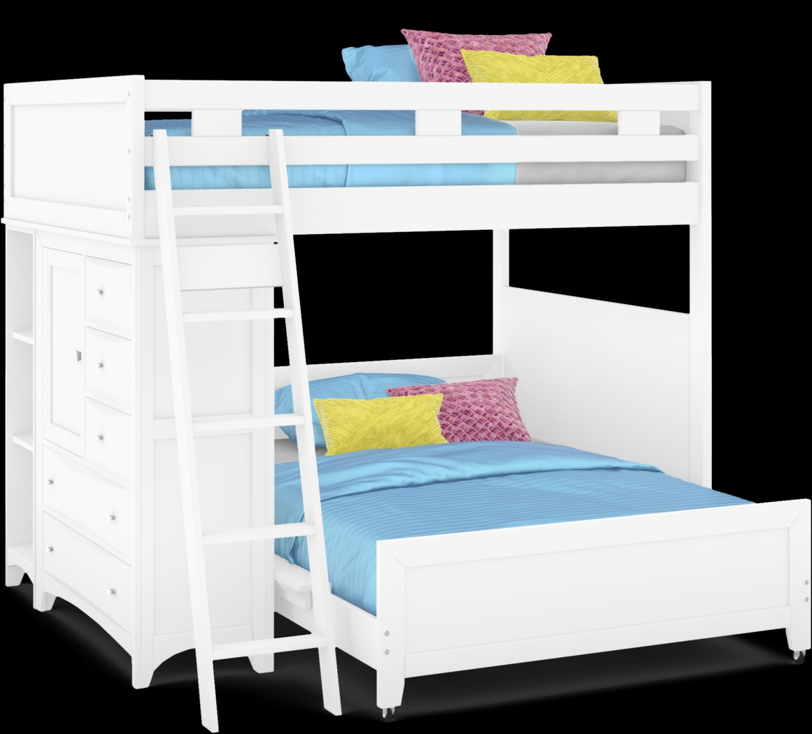 Ivy League 2.0 White Full/Full Loft with Chest and Bookcase - Thumbnail - Image 1