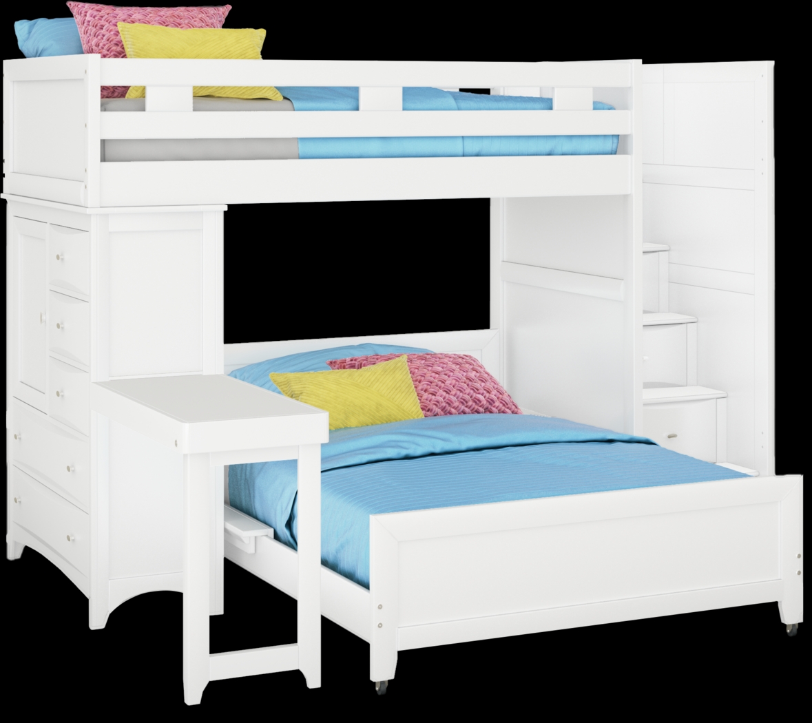 Kids Ivy League 2.0 White Twin/Full Step Loft with Chest & Desk Attachment - Thumbnail - Image 1