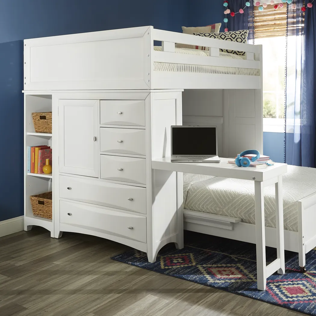 Ivy League 2.0 White Full/Twin Step Bunk with Chest, Bookcase & Desk Attachment - Image 7