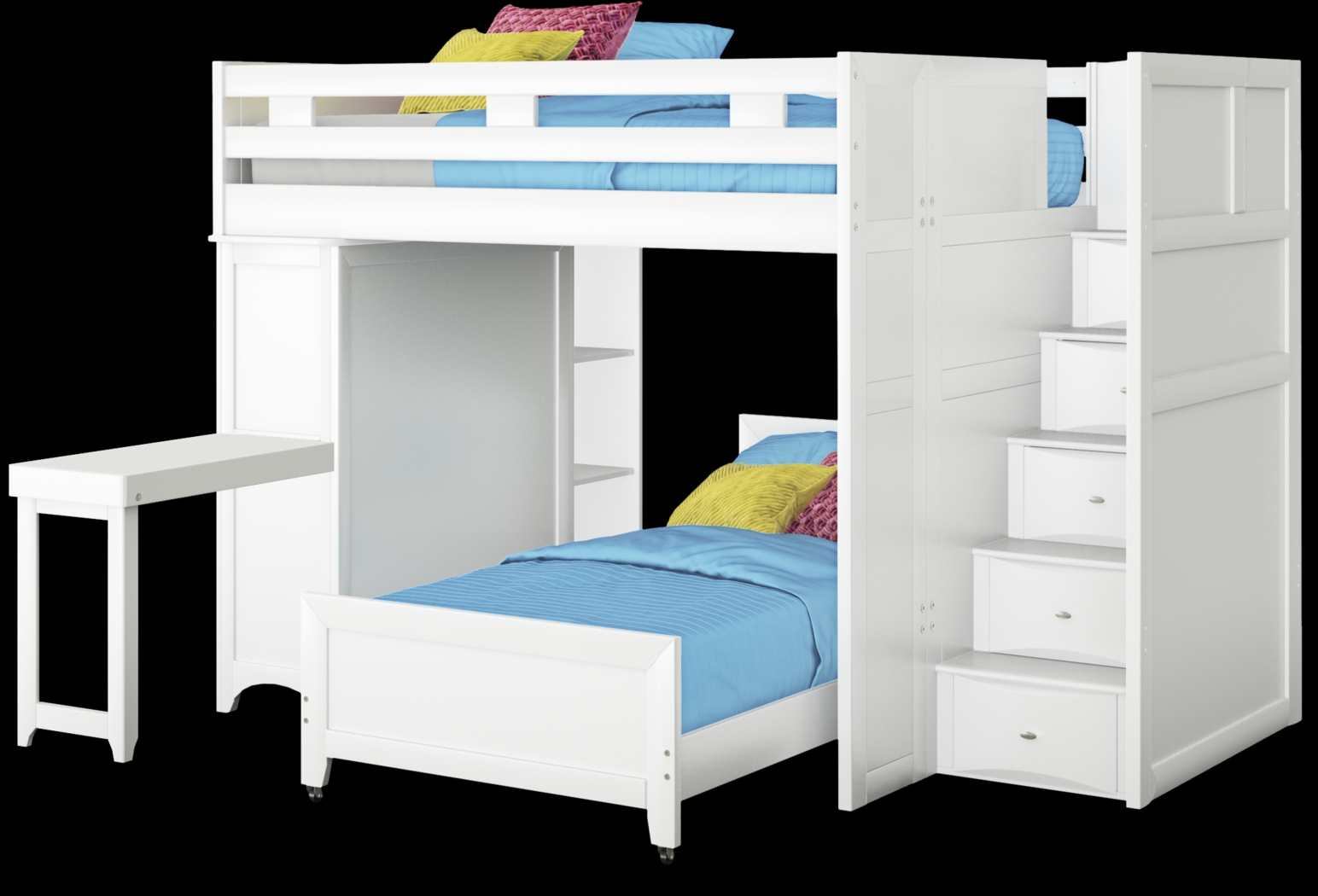 Ivy League 2.0 White Full/Twin Step Bunk with Chest, Bookcase & Desk Attachment - Thumbnail - Image 4