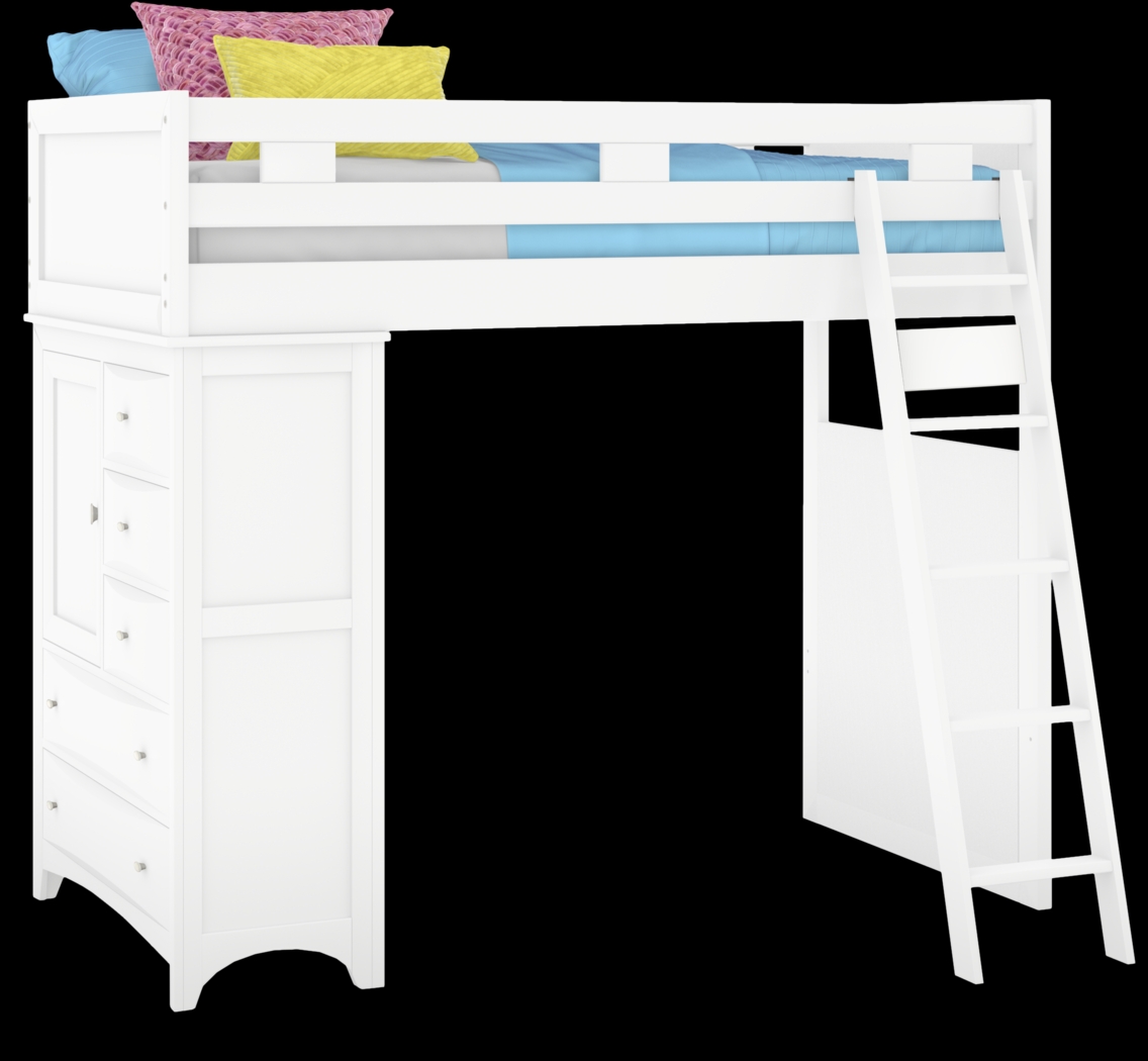 Ivy League 2.0 White Twin Loft Bed with Chest - Thumbnail - Image 1