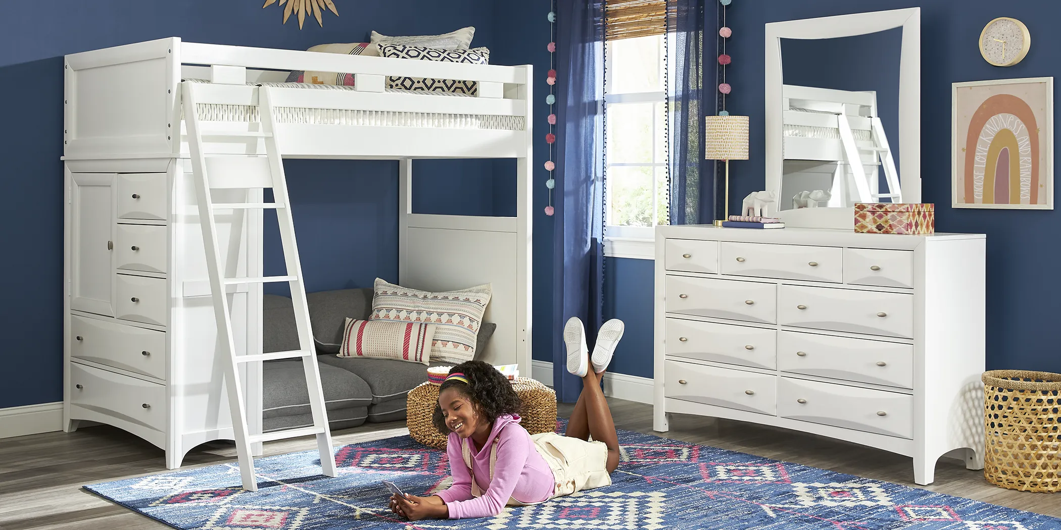 Ivy League 2.0 White Twin Loft Bed with Chest - Thumbnail - Image 2