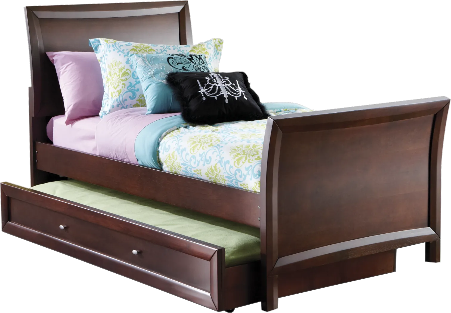 Kids Ivy League Cherry 4 Pc Twin Sleigh Bed with Twin Storage Trundle - Thumbnail - Image 1