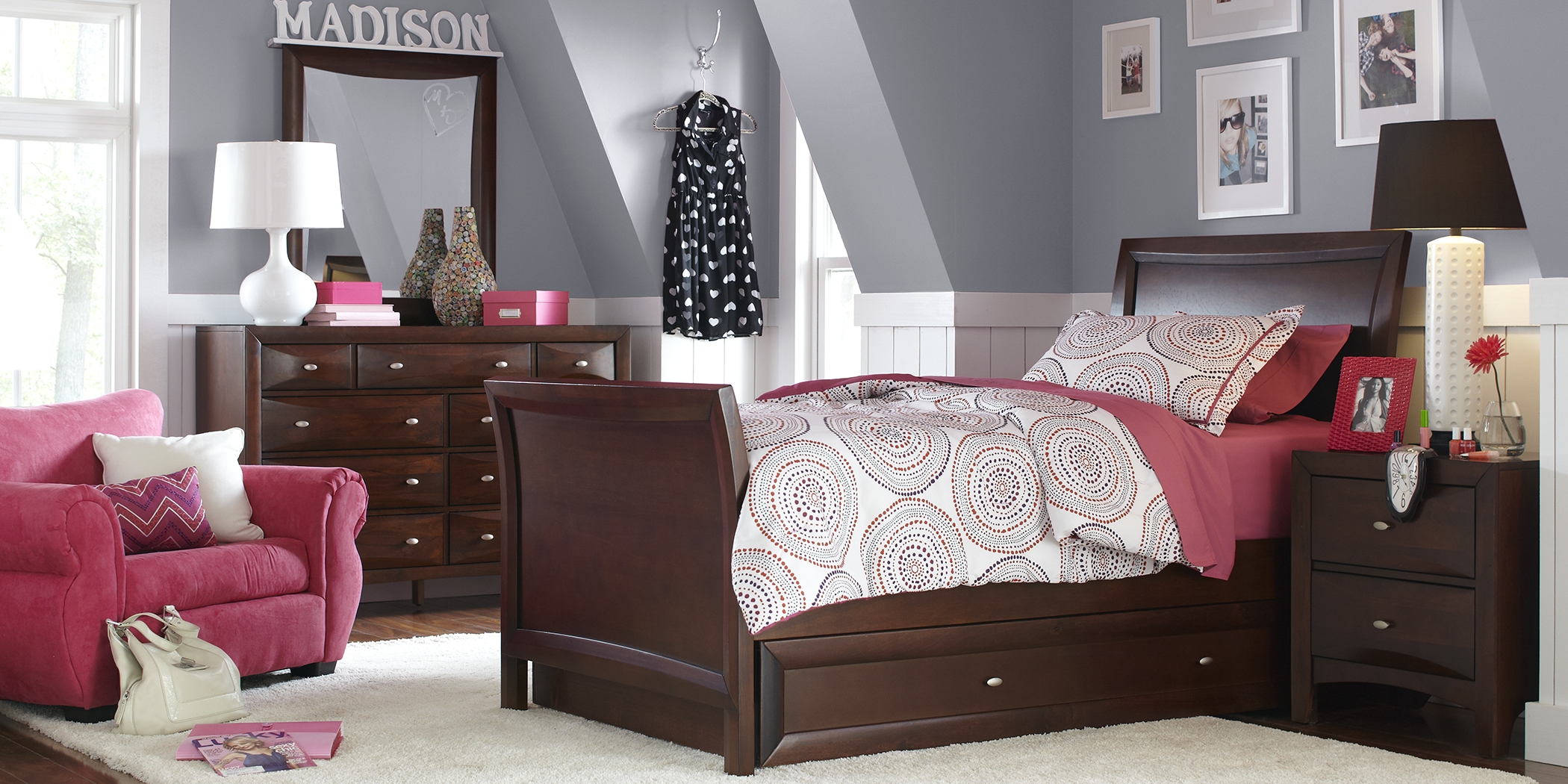 Kids Ivy League Cherry 5 Pc Full Sleigh Bedroom - Thumbnail - Image 1