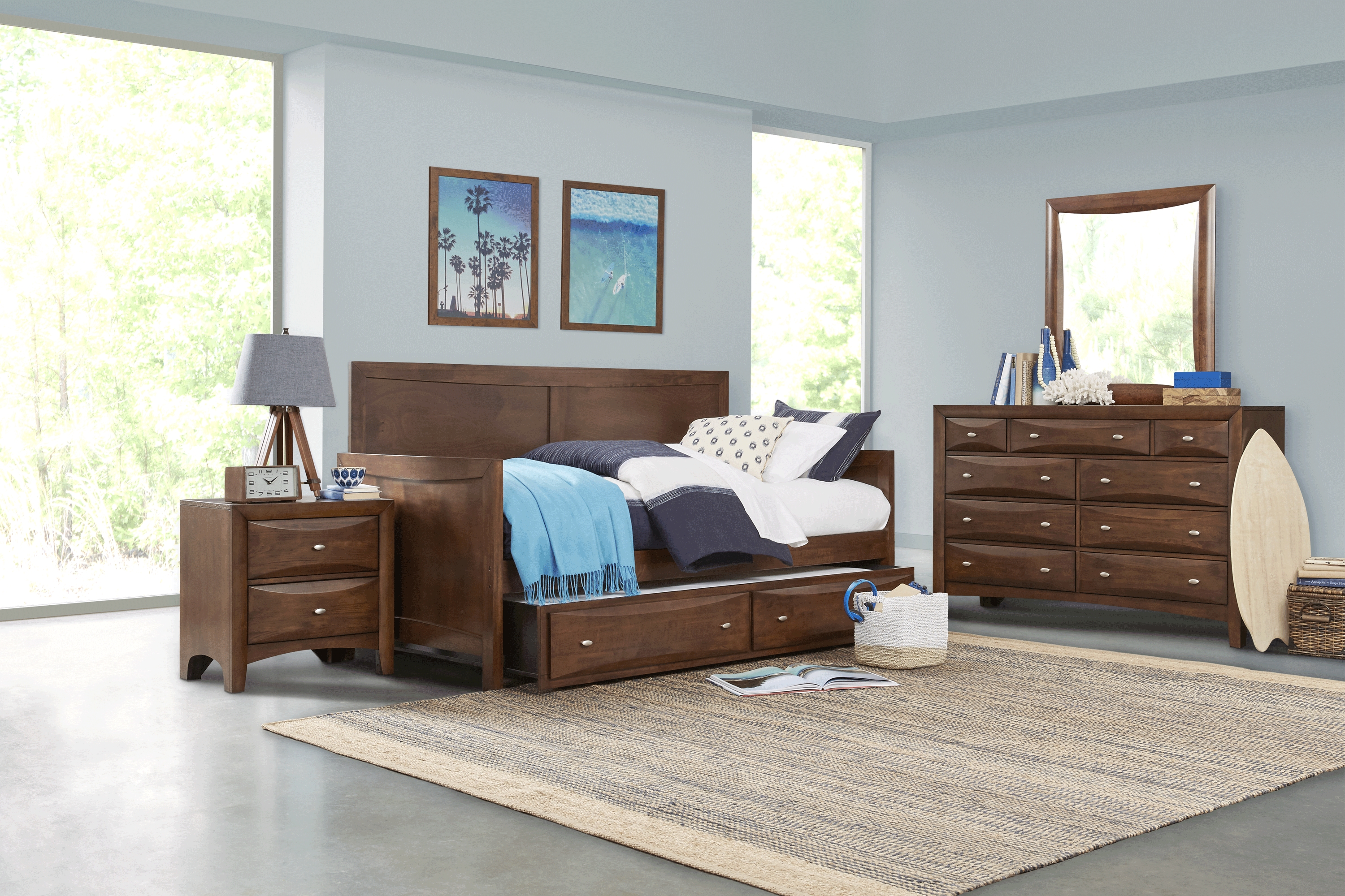 Kids Ivy League Cherry 5 Pc Twin Sleigh Bedroom - Thumbnail - Image 1