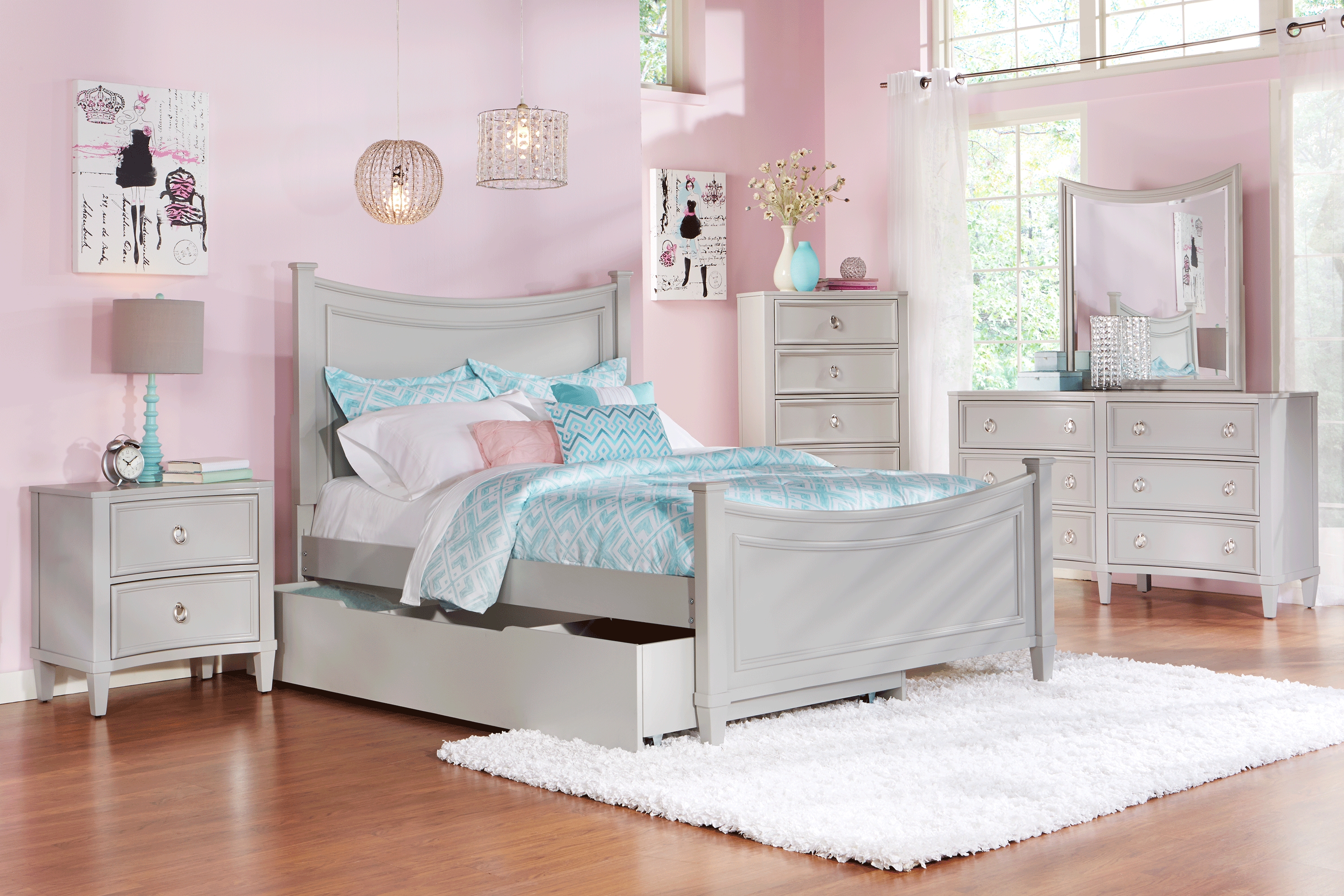 Kids Jaclyn Place Gray 6 Pc Full Panel Bedroom - Thumbnail - Image 1