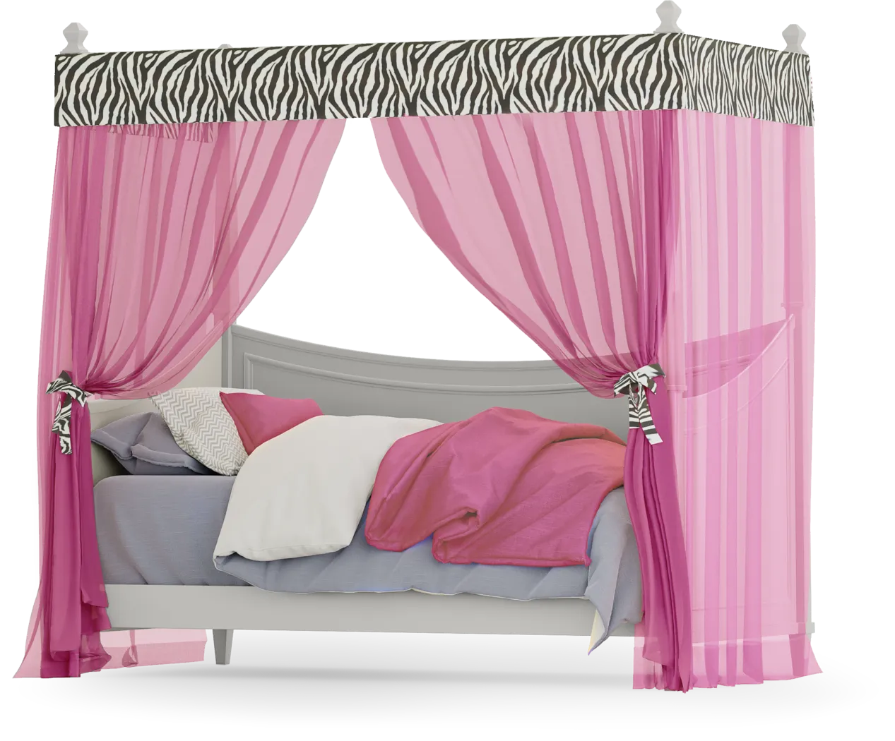 Kids Jaclyn Place Gray Canopy Daybed with Pink Zebra Fabric - Thumbnail - Image 1