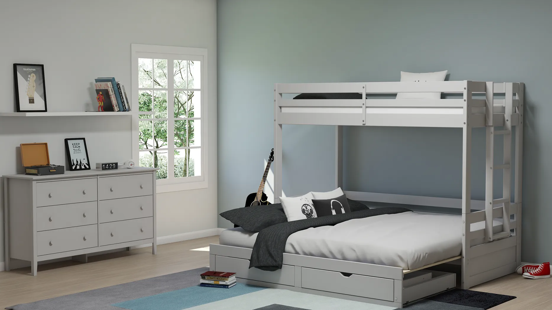 Kids Jariden Dove Gray Twin/Twin Extending Bunk Bed - Thumbnail - Image 4