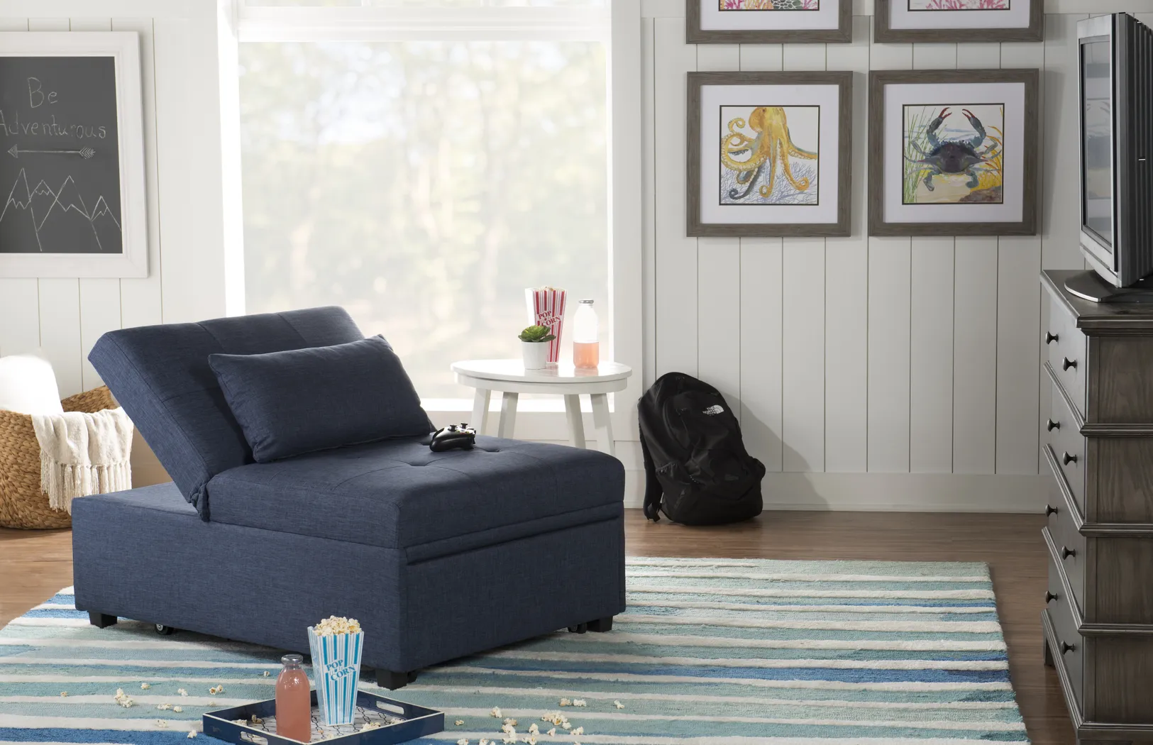 Kids Jaxton Blue Convertible Chair - Thumbnail - Image 2