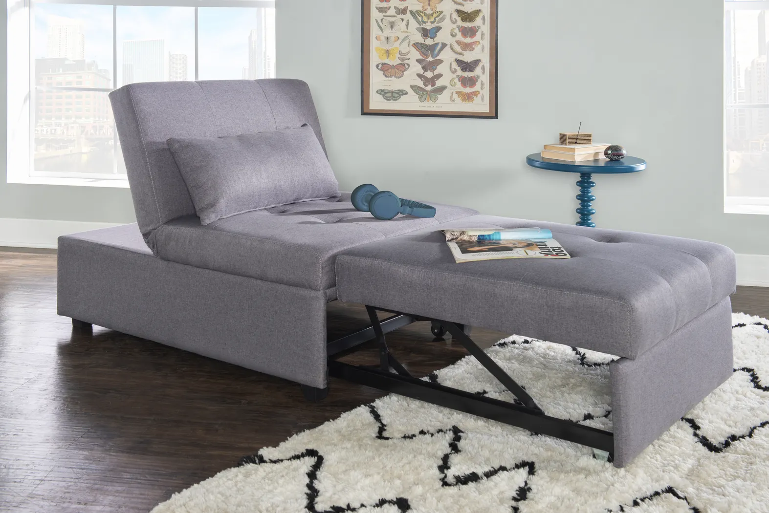 Kids Jaxton Gray Convertible Chair - Thumbnail - Image 2