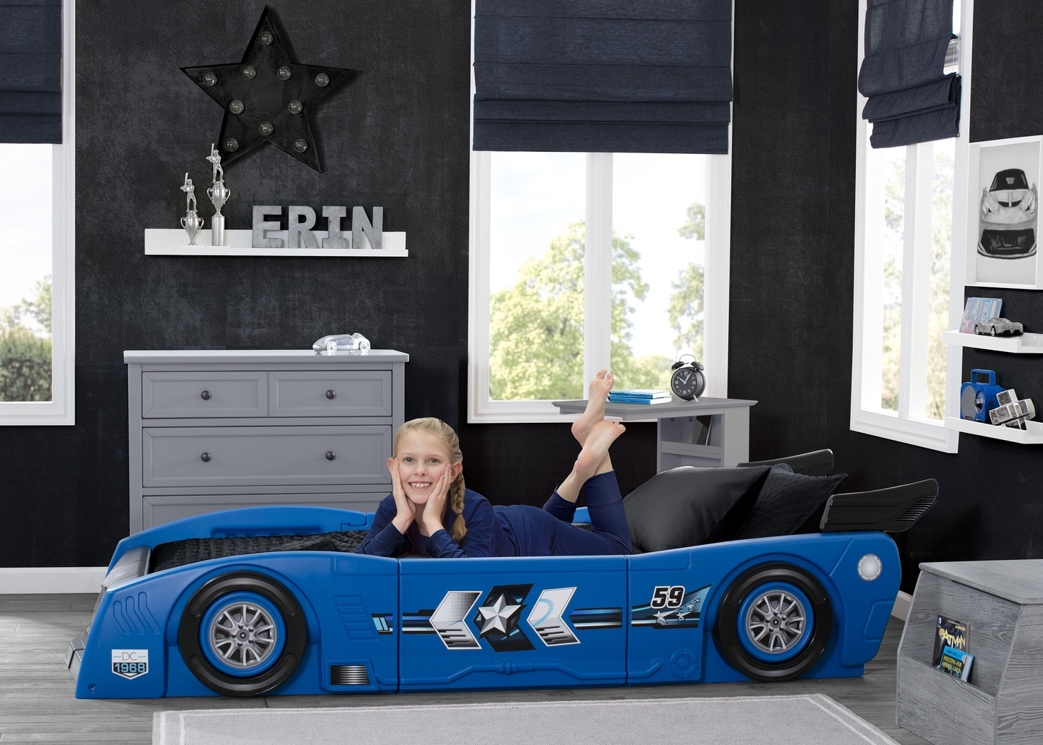 Kids Jeadi Blue Twin Car Bed - Thumbnail - Image 2