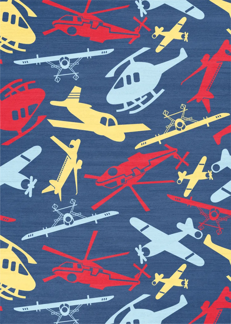 Kids Jet Set Navy 3'5 x 5' Rug - Thumbnail - Image 1