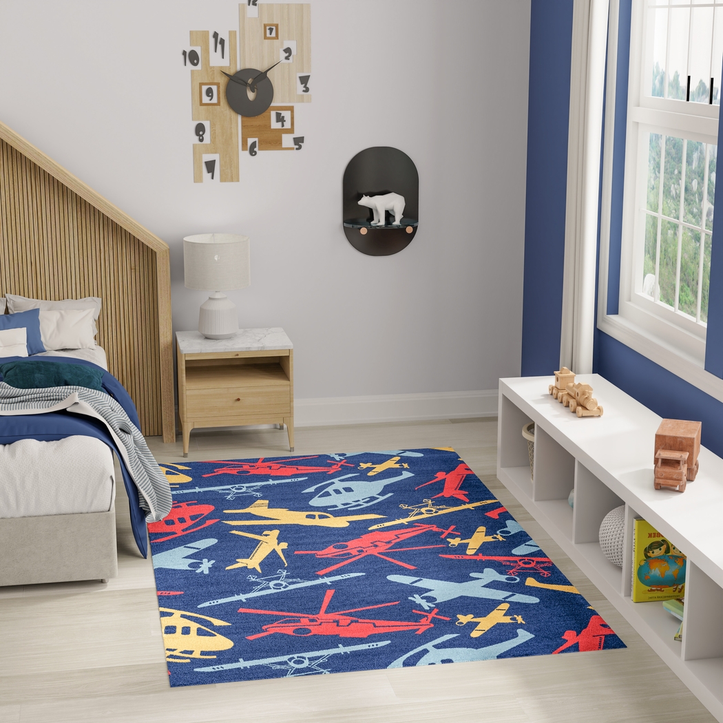 Kids Jet Set Navy 4' x 6' Rug - Thumbnail - Image 2