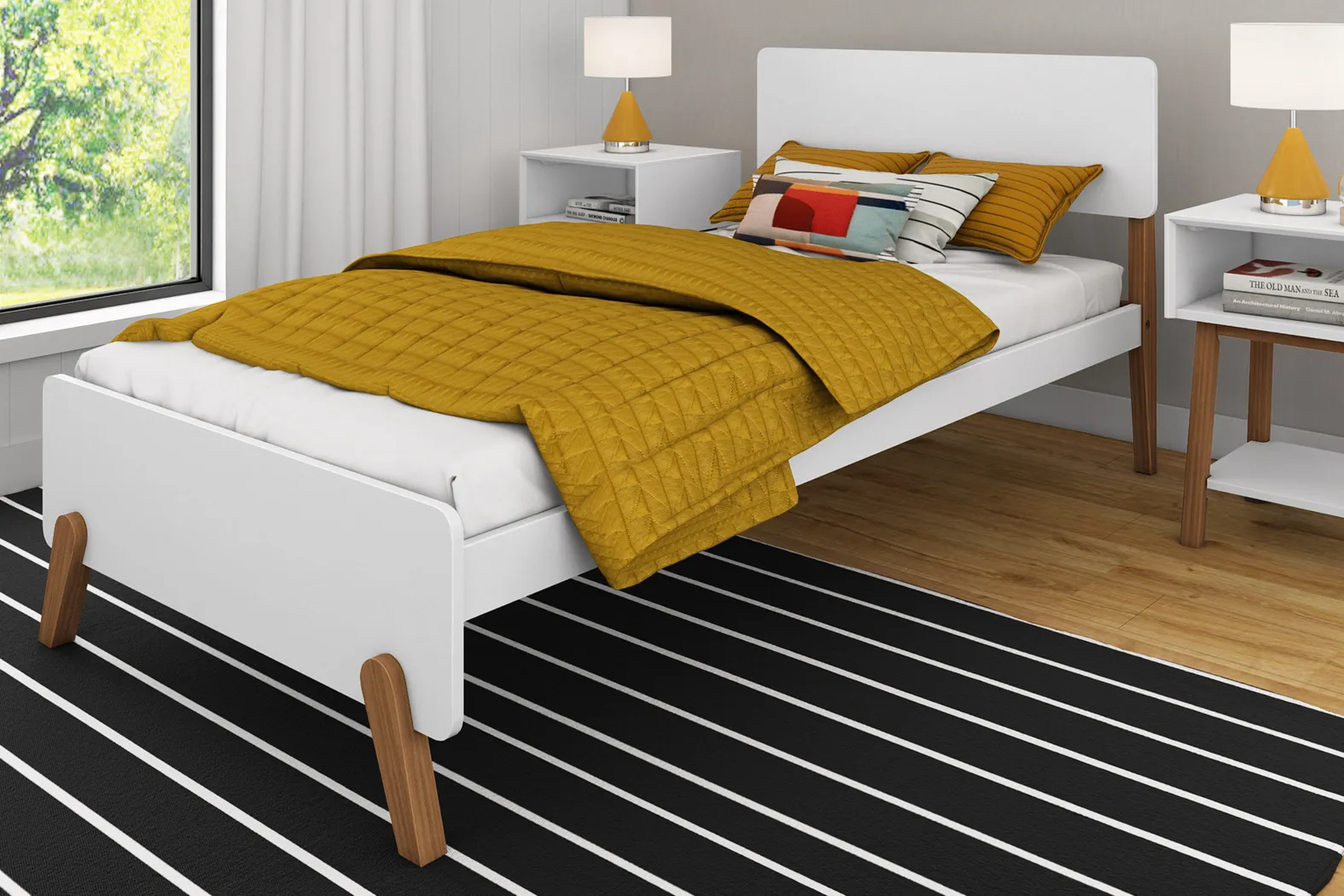 Kids Jirina White Pecan Twin Bed - Thumbnail - Image 2