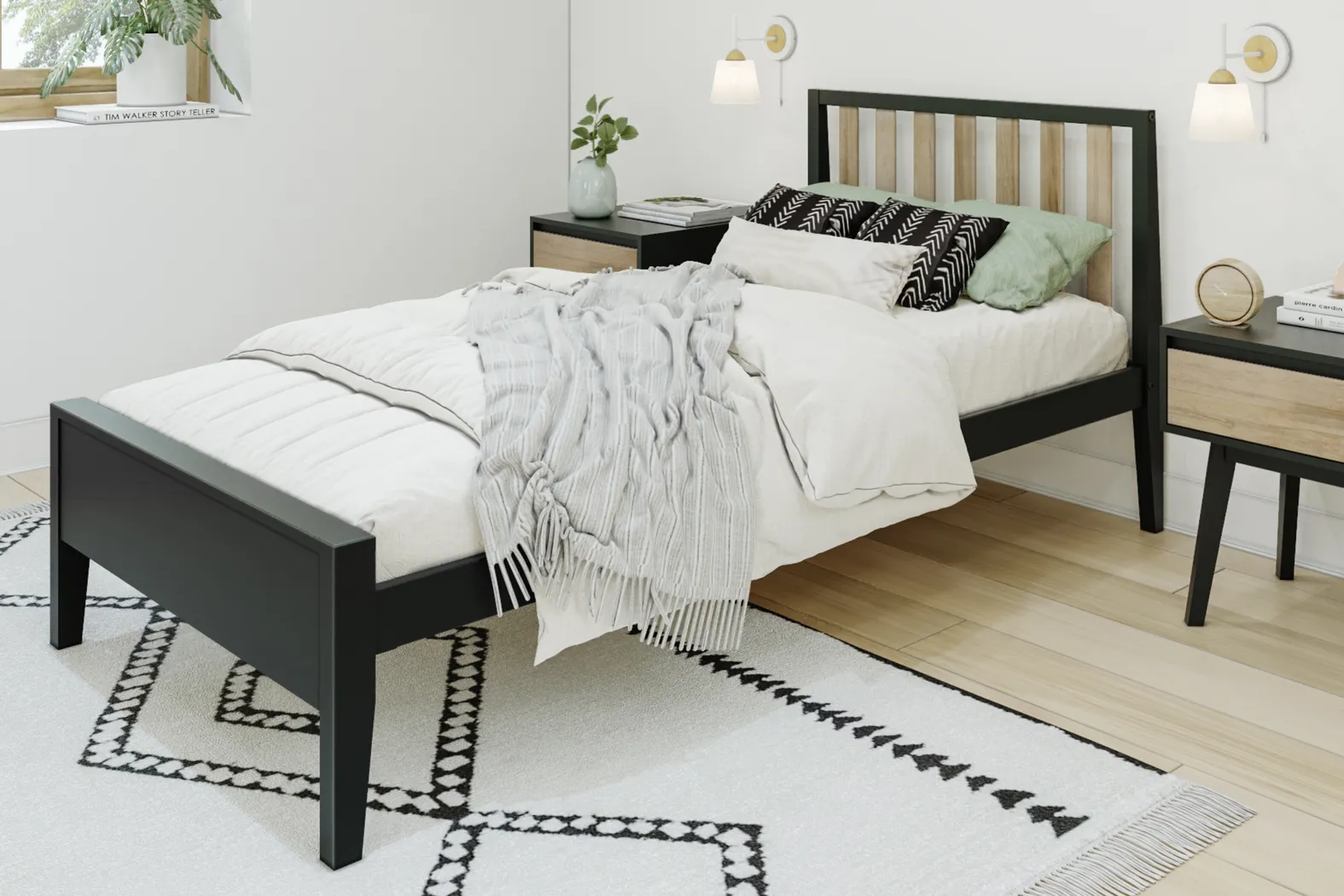 Kids Jolana Black Natural Twin Bed - Thumbnail - Image 2