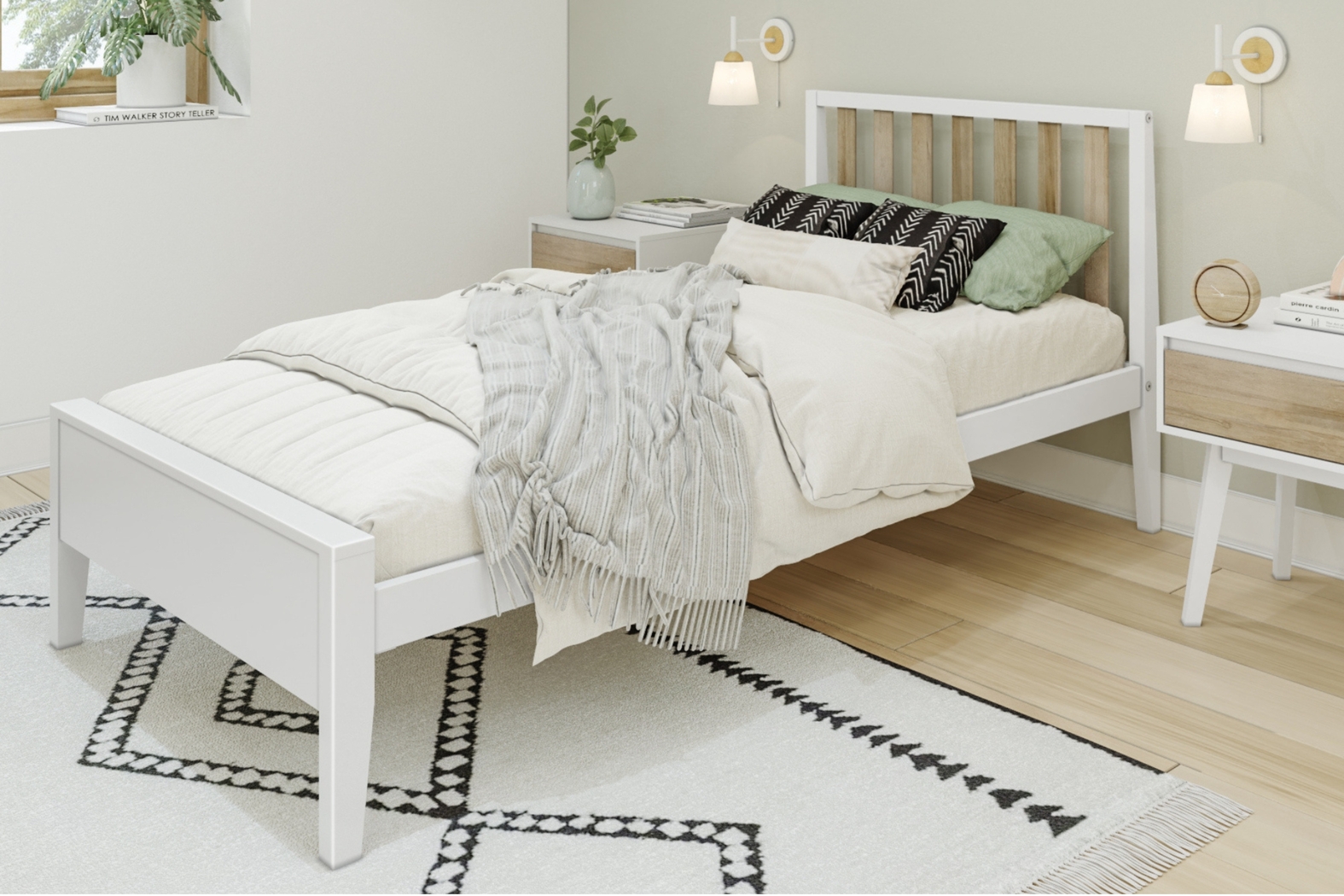 Kids Jolana White Natural Twin Bed - Thumbnail - Image 2