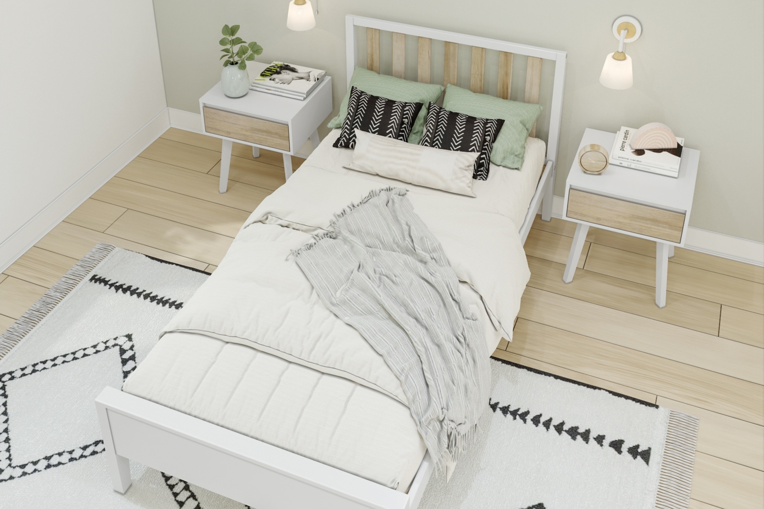 Kids Jolana White Natural Twin Bed - Thumbnail - Image 4