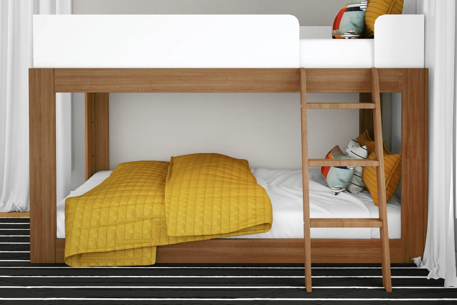 Kids Josefa I Pecan White Twin/Twin Bunk Bed - Thumbnail - Image 3