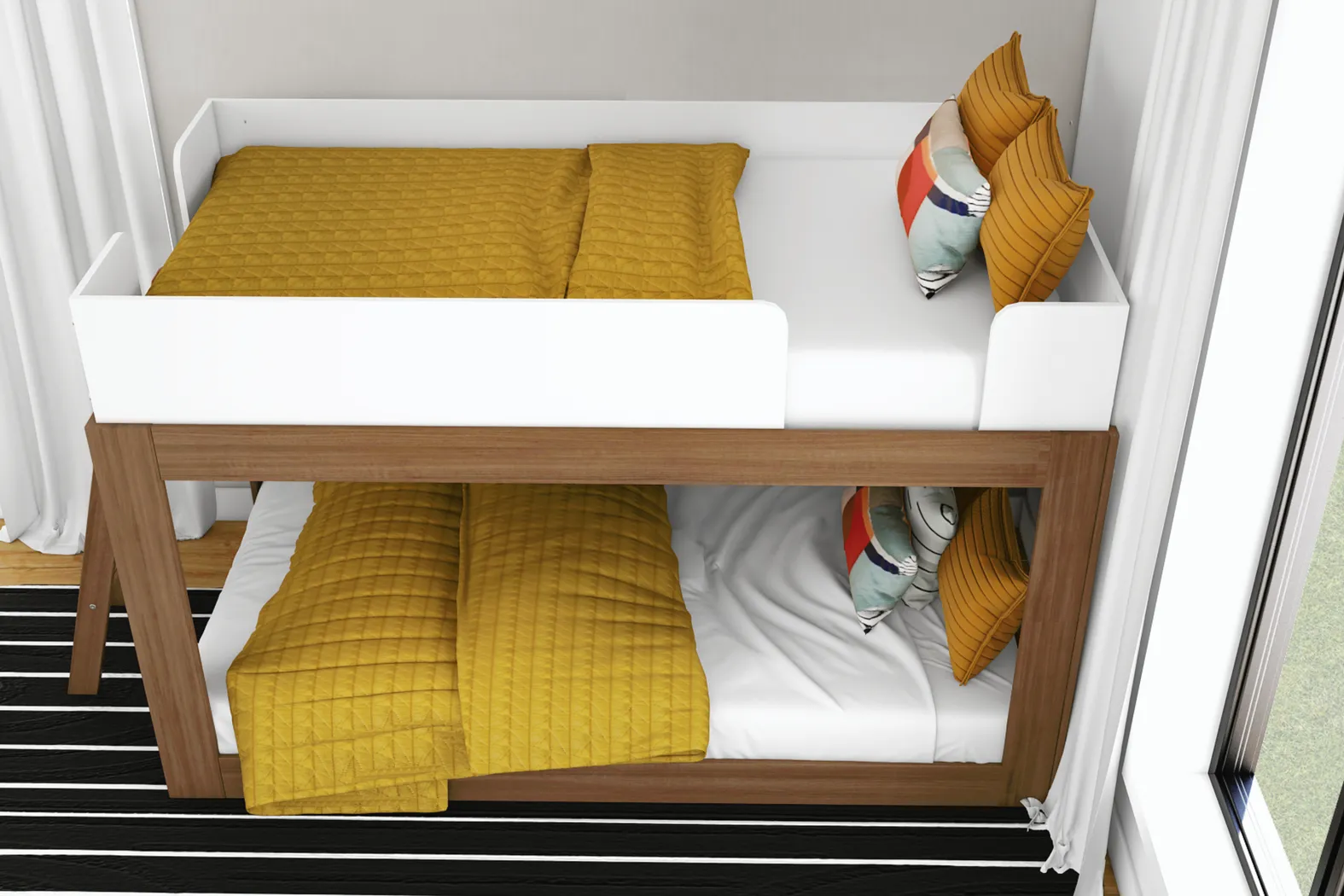 Kids Josefa I Pecan White Twin/Twin Bunk Bed - Thumbnail - Image 4