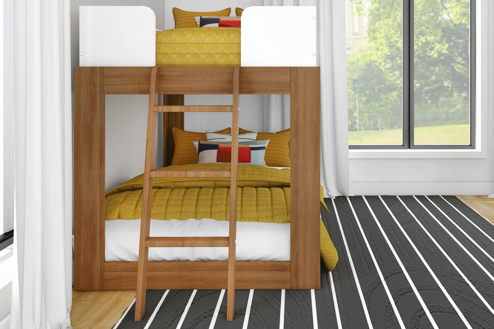 Kids Josefa I Pecan White Twin/Twin Bunk Bed - Thumbnail - Image 5