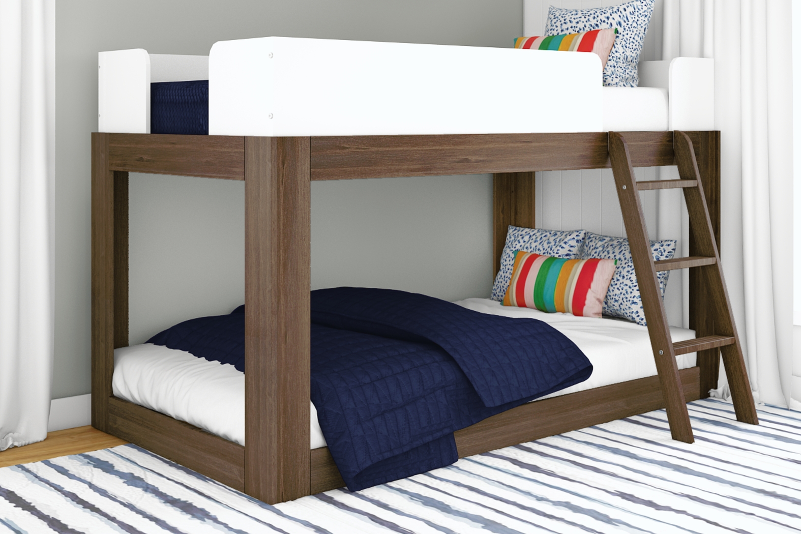 Kids Josefa I Walnut White Twin/Twin Bunk Bed - Thumbnail - Image 2