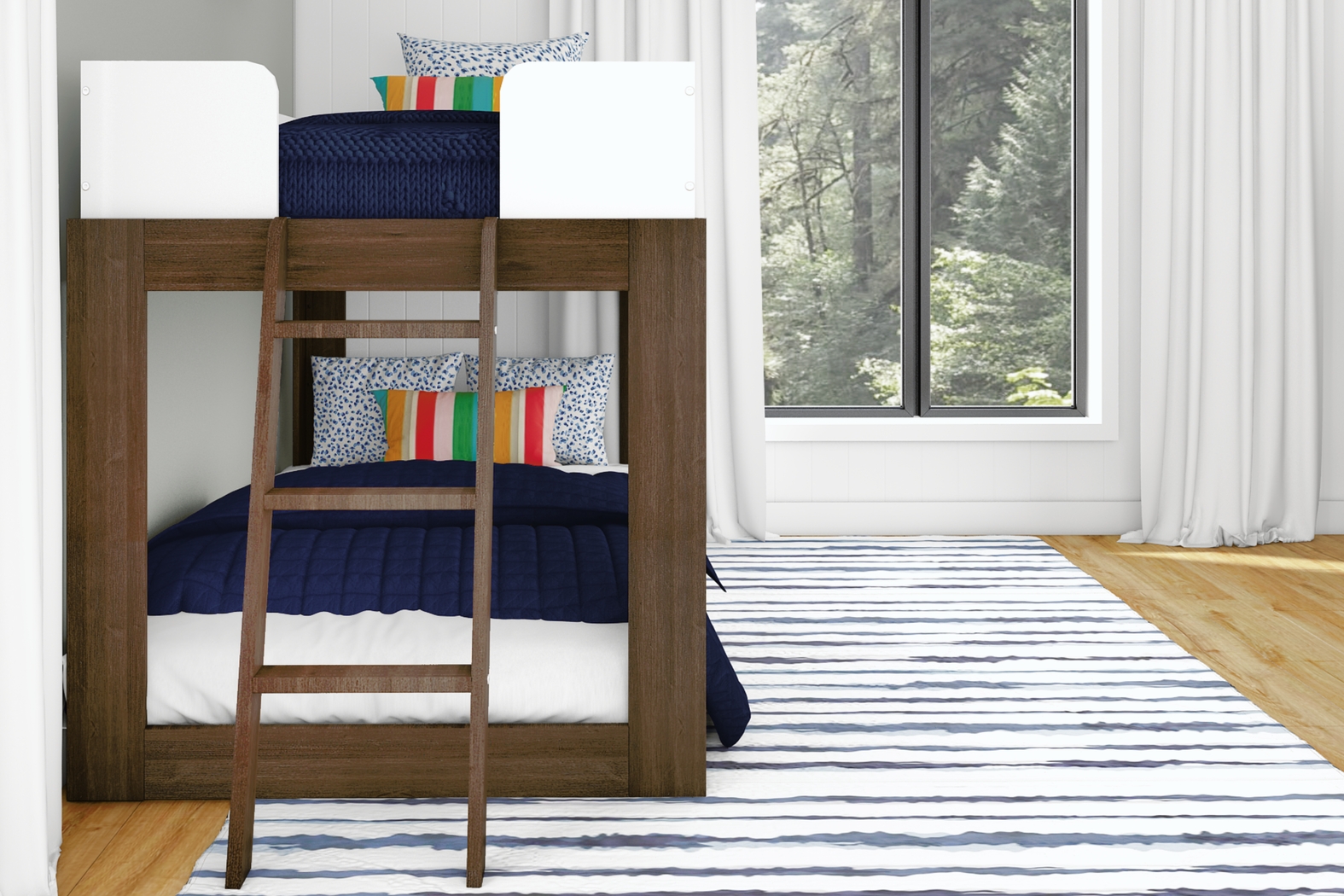 Kids Josefa I Walnut White Twin/Twin Bunk Bed - Thumbnail - Image 5