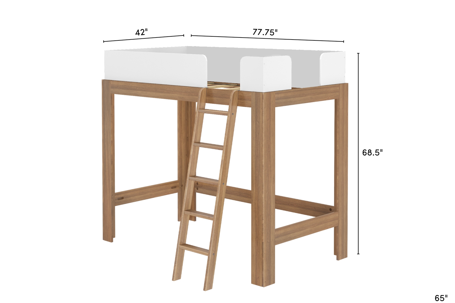 Kids Josefa II Pecan White Twin Loft Bed - Thumbnail - Image 9