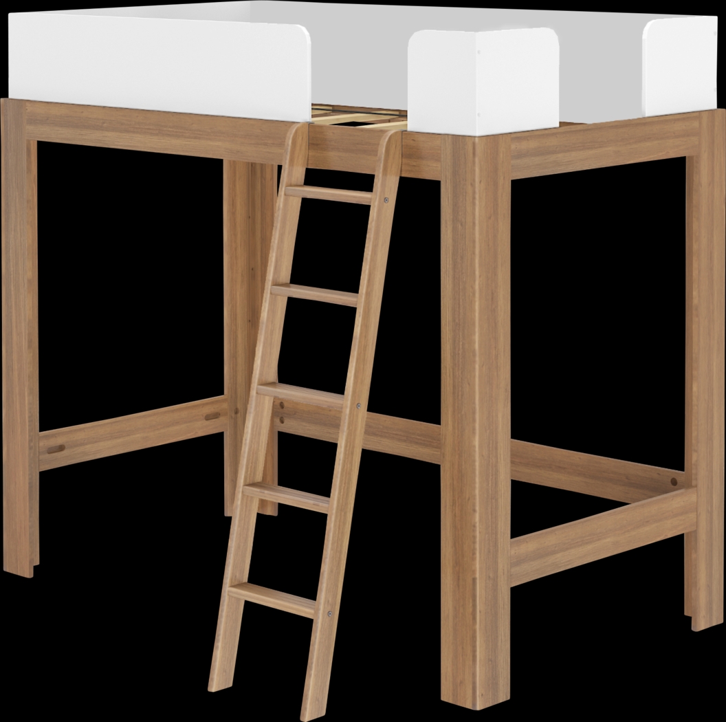 Kids Josefa II Pecan White Twin Loft Bed - Thumbnail - Image 1