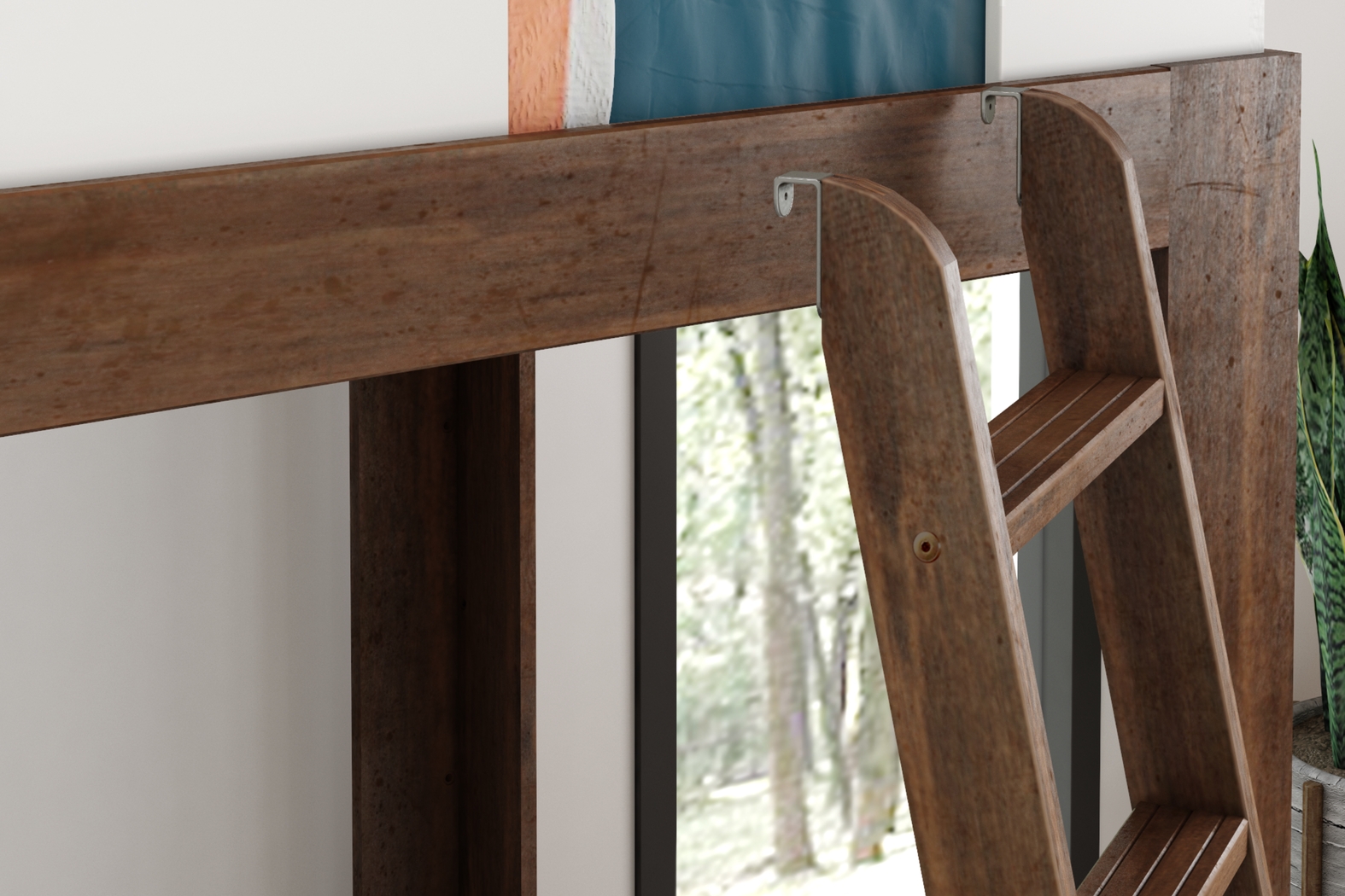 Kids Josefa II Walnut White Twin Loft Bed - Thumbnail - Image 6